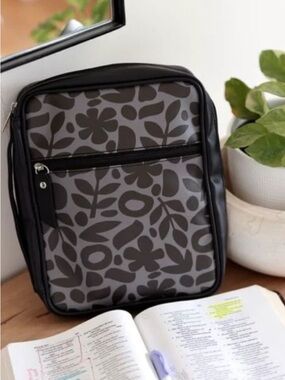 Jadelynn Brooke Gray & Black Floral Print Bible cover  Bag